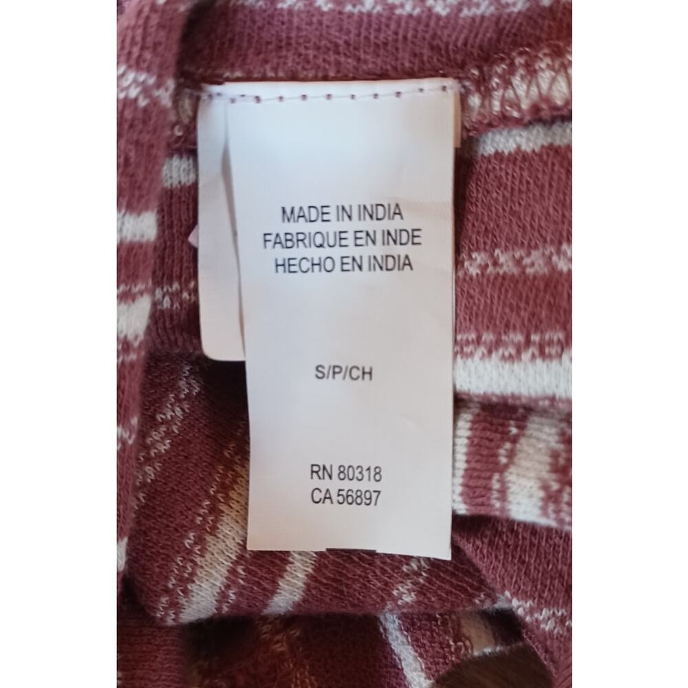 NWT Lucky Brand Blouse Women's Small Maroon and Cream Color 100% Cotton Beachy - Picture 6 of 7